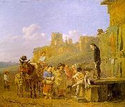 Karel Dujardin A Party of Charlatans in an Italian Landscape oil painting on canvas